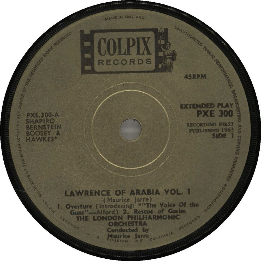 Maurice Jarre Lawrence Of Arabia - Solid UK 7" vinyl single (7 inch record / 45)