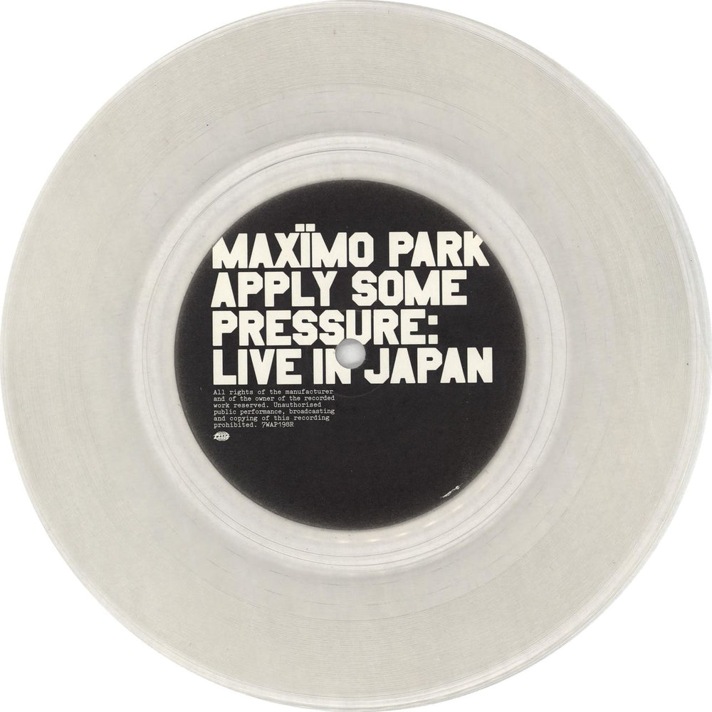 Maximo Park Apply Some Pressure - Clear Vinyl UK 7" vinyl single (7 inch record / 45) MD807AP340298