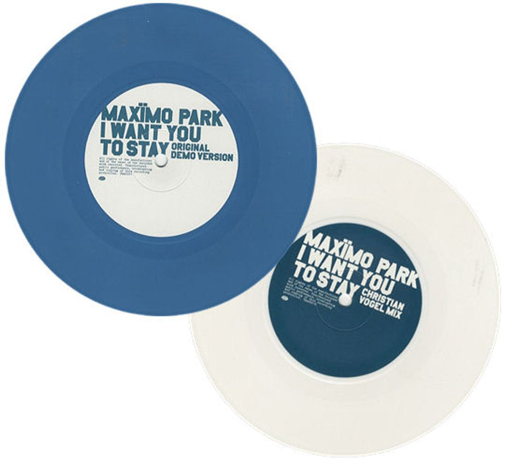 Maximo Park I Want You To Stay - Parts 1 & 2 - Coloured Vinyl UK 7" vinyl single (7 inch record / 45) MD807IW427844