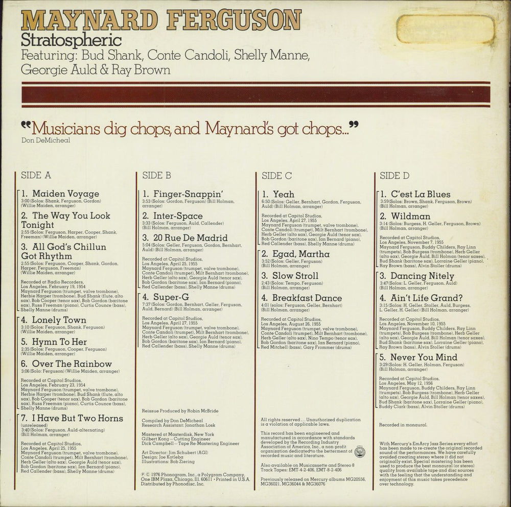 Maynard Ferguson Stratospheric US 2-LP vinyl record set (Double LP Album)