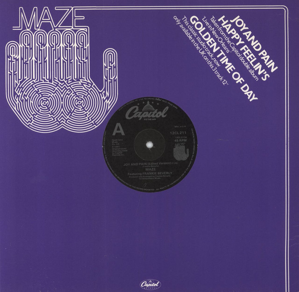 Maze Joy And Pain - title sleeve UK 12" vinyl single (12 inch record / Maxi-single) 12CL211