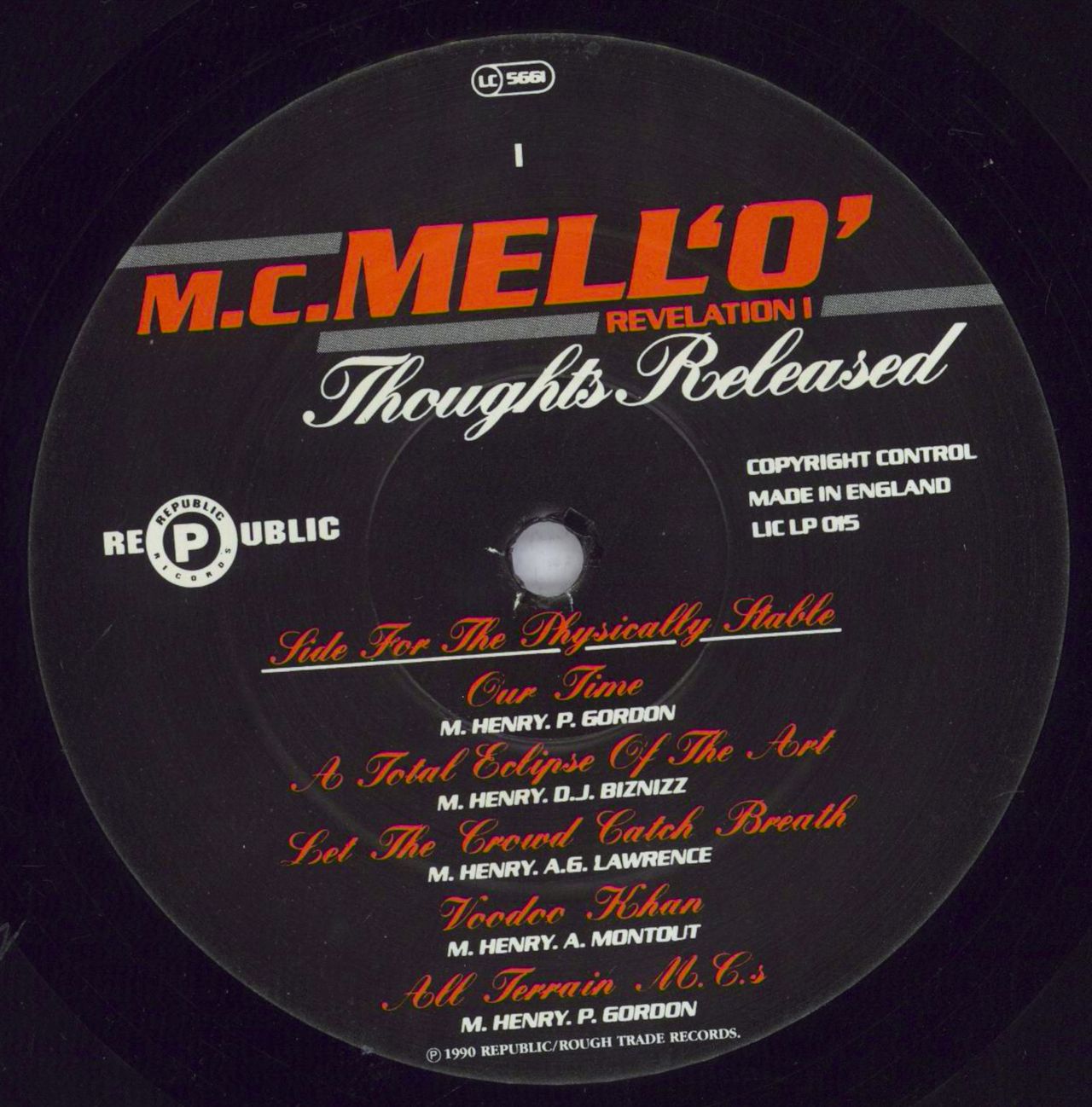 MC Mell'O' Thoughts Released (Revelation I) UK Vinyl LP