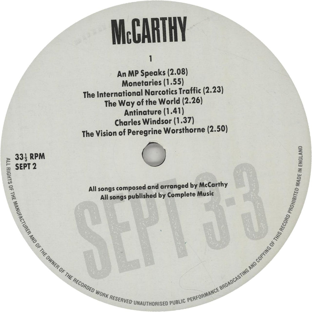 McCarthy I Am A Wallet UK vinyl LP album (LP record)