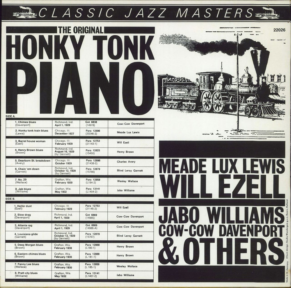 Meade Lux Lewis Honky Tonk Piano German vinyl LP album (LP record)