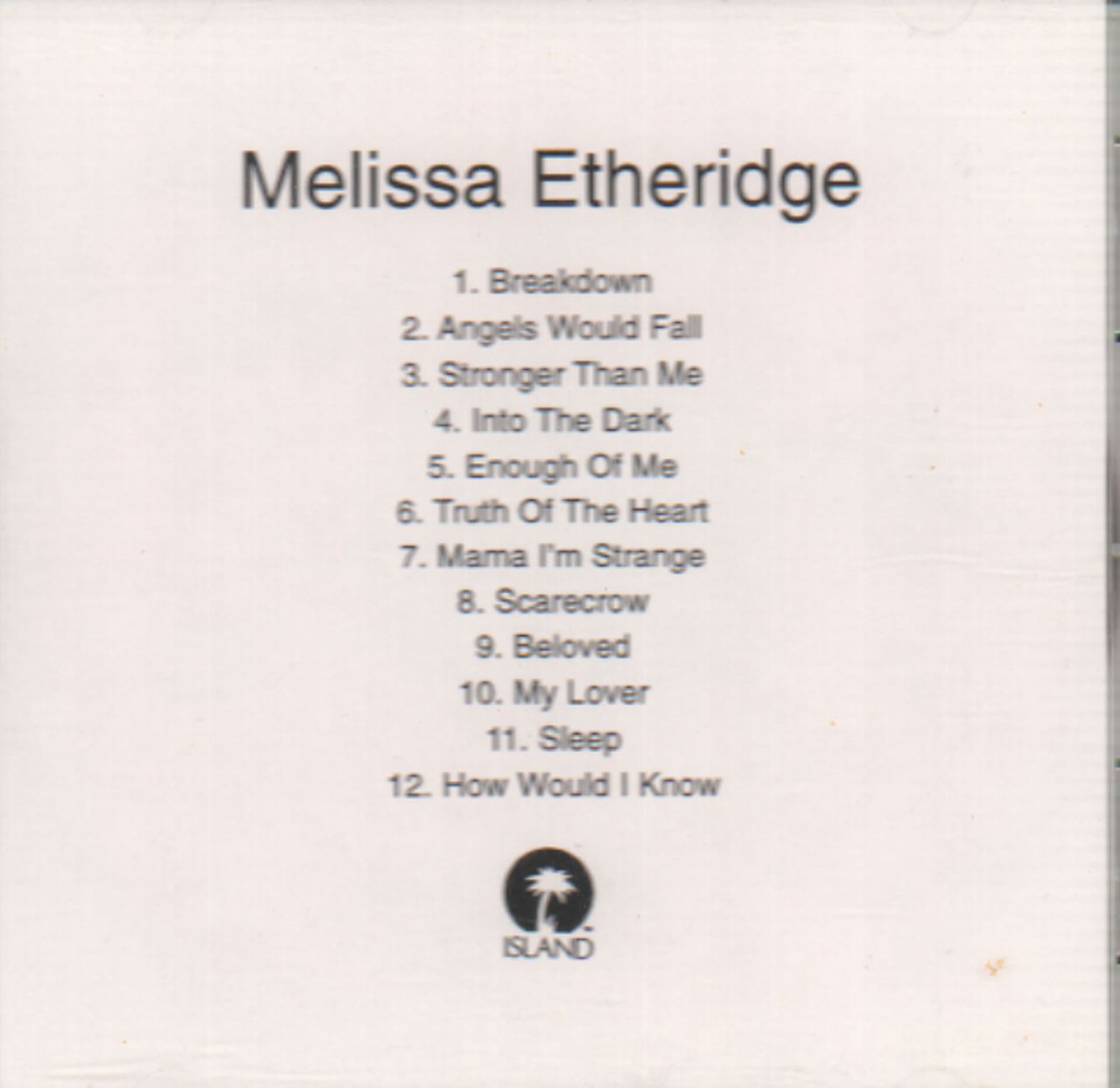 Melissa Etheridge Breakdown US Promo CD-R acetate CD ACETATE