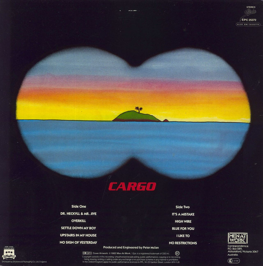 Men At Work Cargo - Stickered sleeve UK vinyl LP album (LP record)