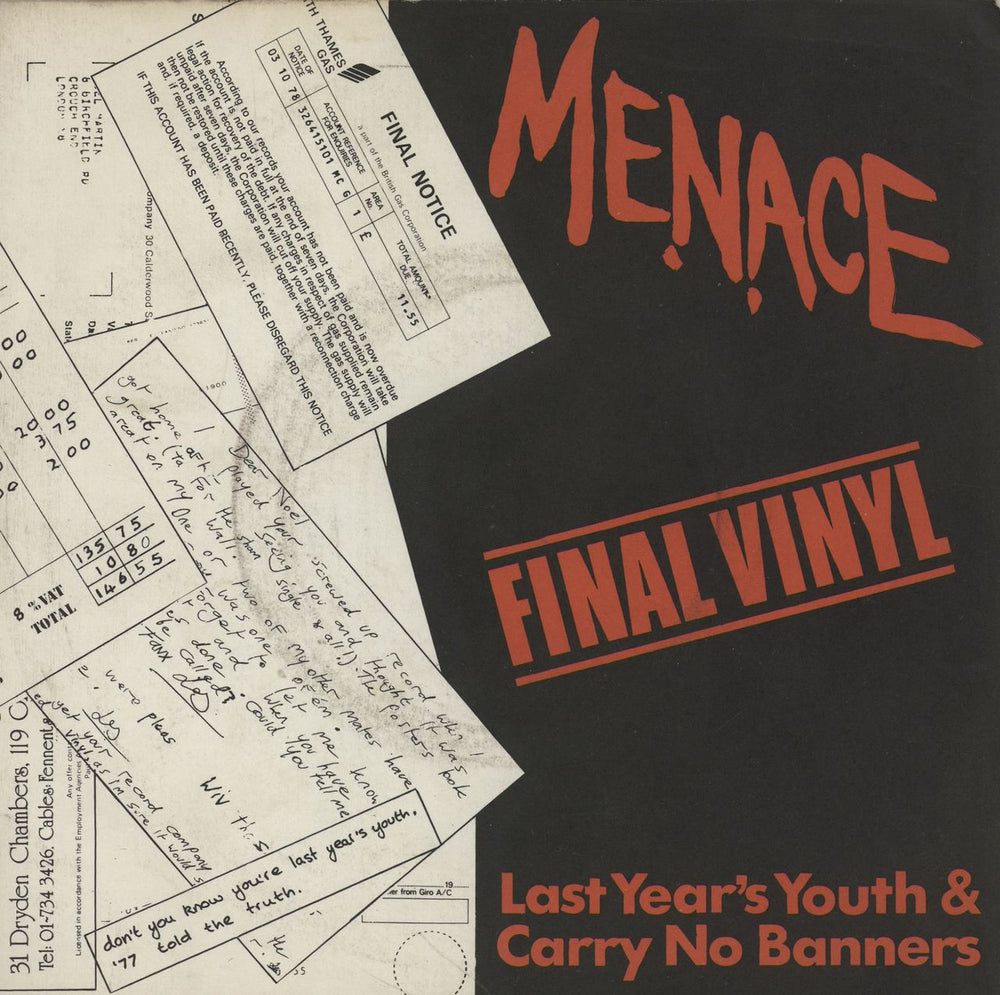 Menace Last Year's Youth UK 7" vinyl single (7 inch record / 45) SMALL16