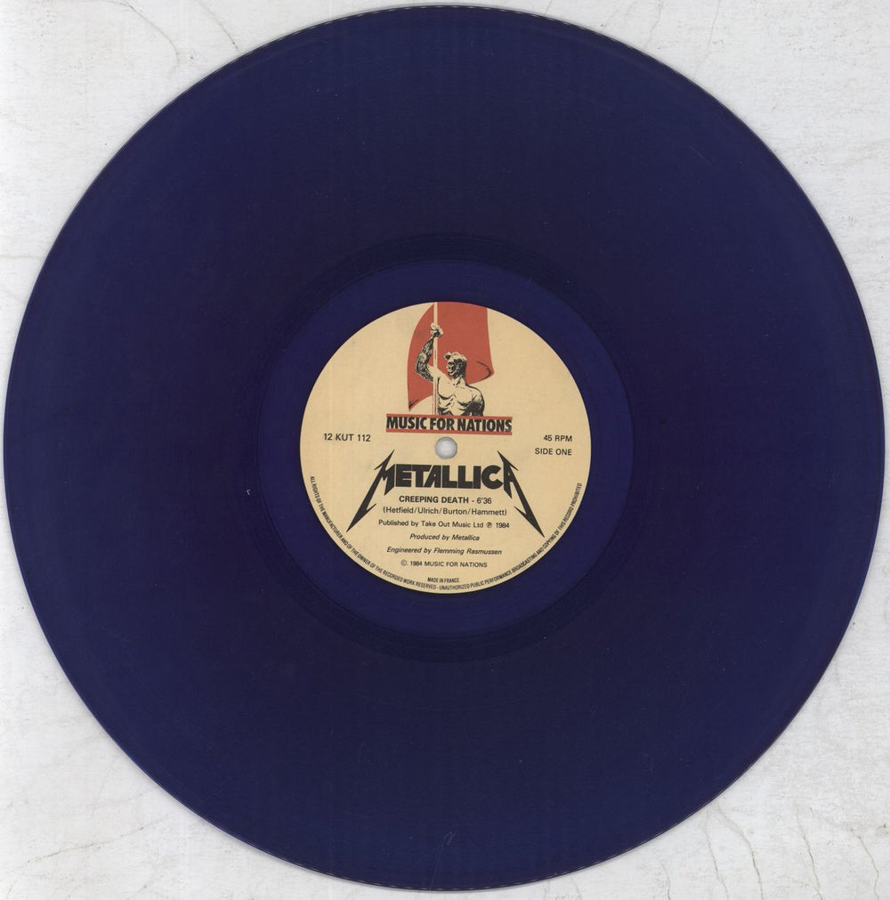 Metallica Creeping Death - Blue Vinyl UK 12" vinyl single (12 inch record / Maxi-single) MET12CR522511