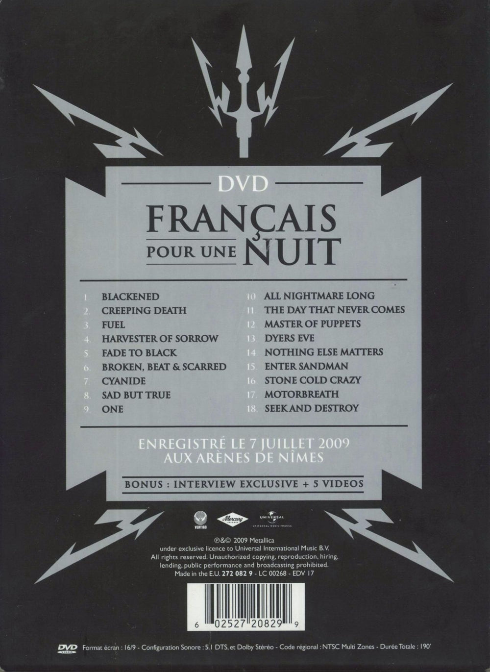 Metallica Francais Pour Une Nuit French DVD 602527208299