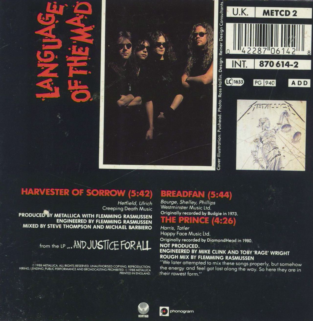 Metallica Harvester Of Sorrow - EX UK CD single — RareVinyl.com
