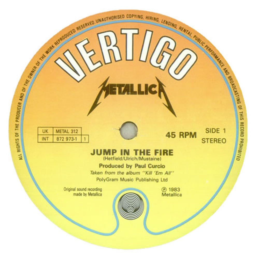 Metallica Jump In The Fire UK 12" vinyl single (12 inch record / Maxi-single) MET12JU64607