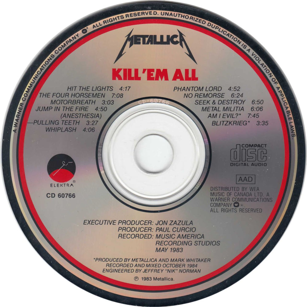 Metallica Kill 'Em All - 1st US CD album (CDLP) 075596076623