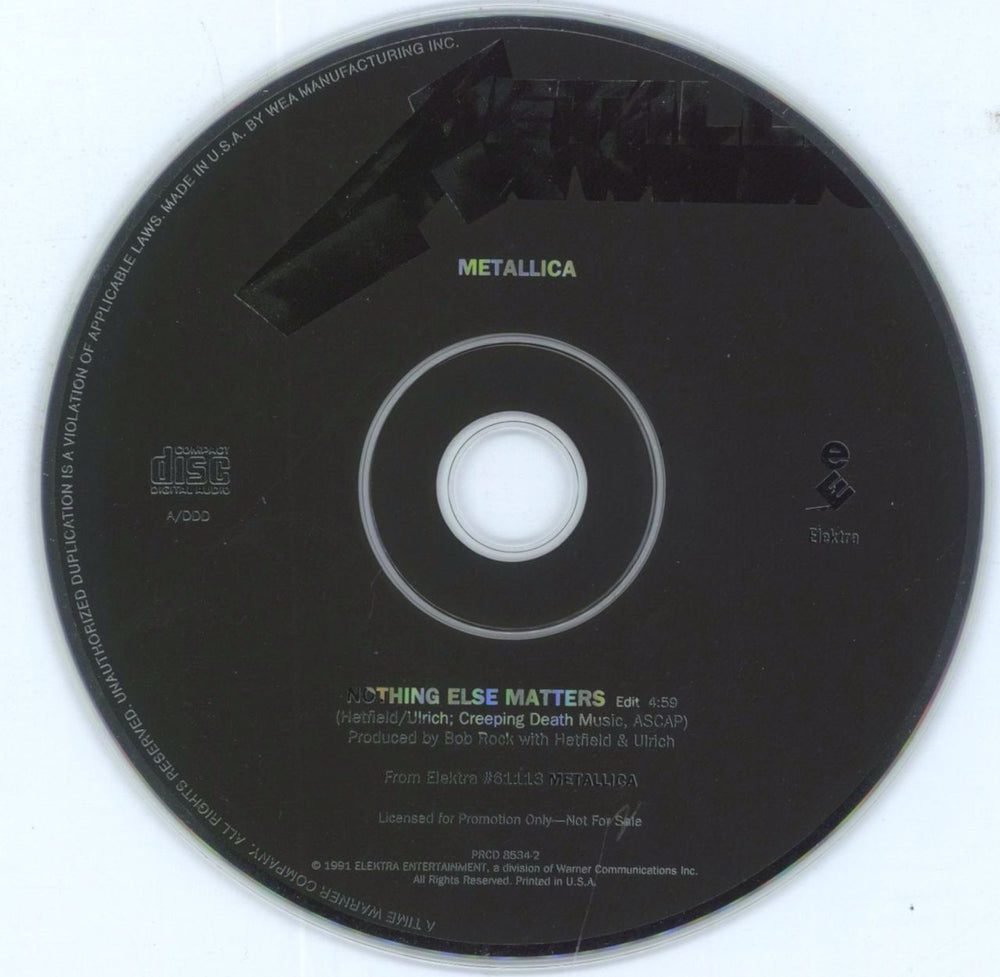 Metallica Nothing Else Matters - Edit US Promo CD single (CD5 / 5") PRCD8534-2