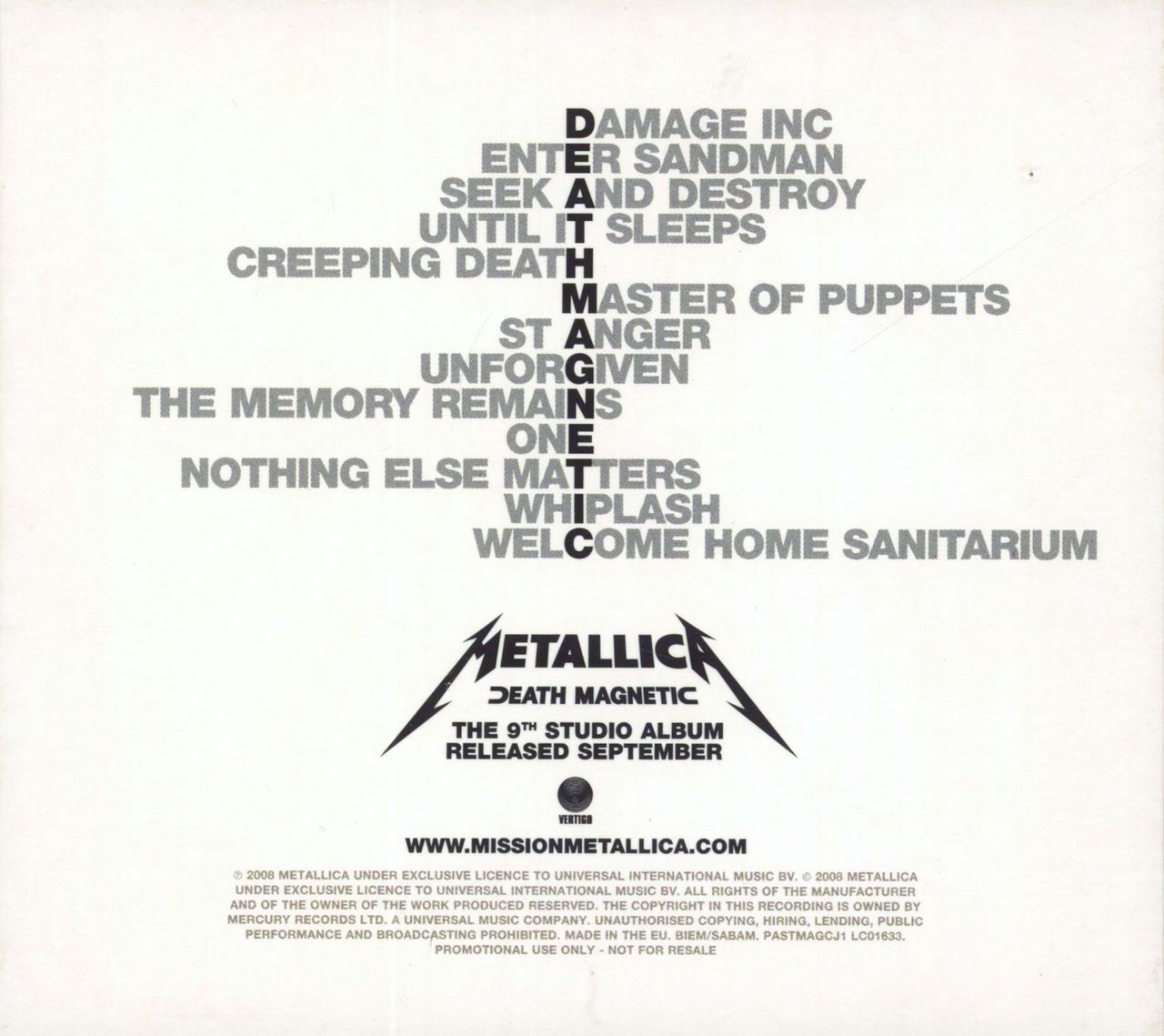 CD Album - Metallica - Master Of Puppets - Vertigo - Europe