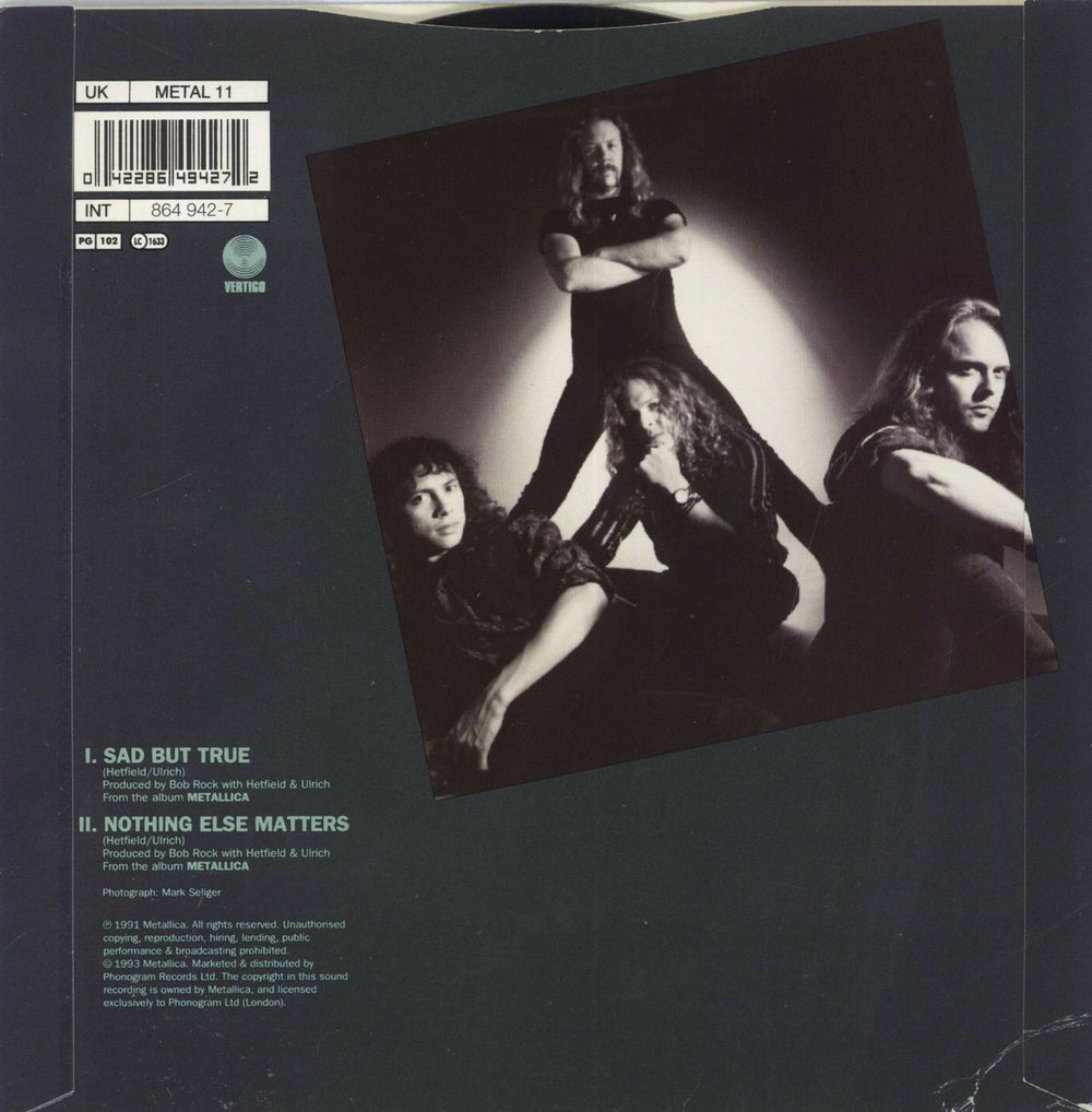 Metallica Sad But True - Black Injection labels EX UK 7" vinyl single (7 inch record / 45) 042286494272