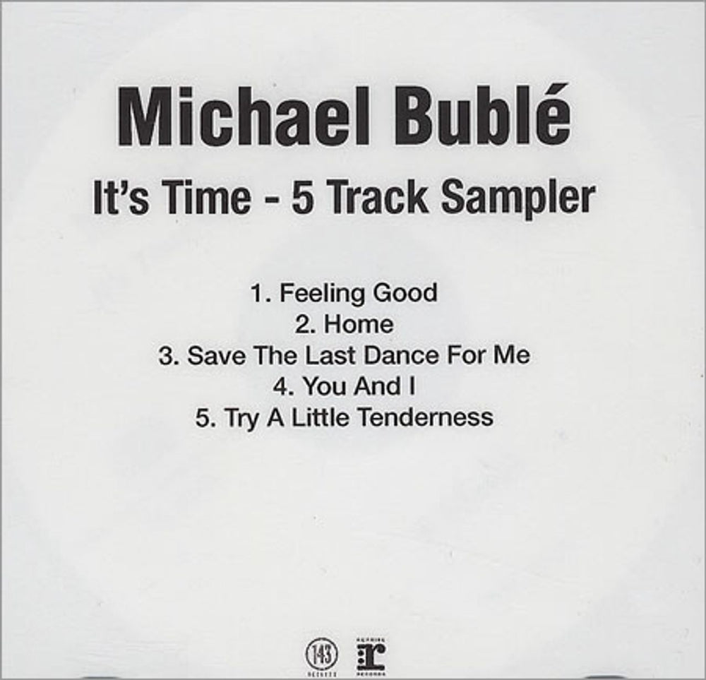 Michael Buble It's Time - 5 Track Sampler US Promo CD-R acetate CDR ACETATE