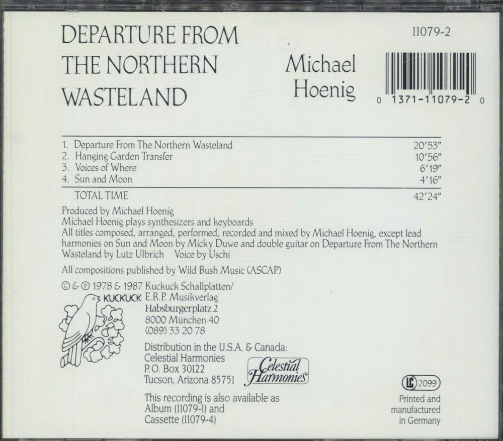 Michael Hoenig Departure From The Northern Wasteland German CD album (CDLP) 013711107920