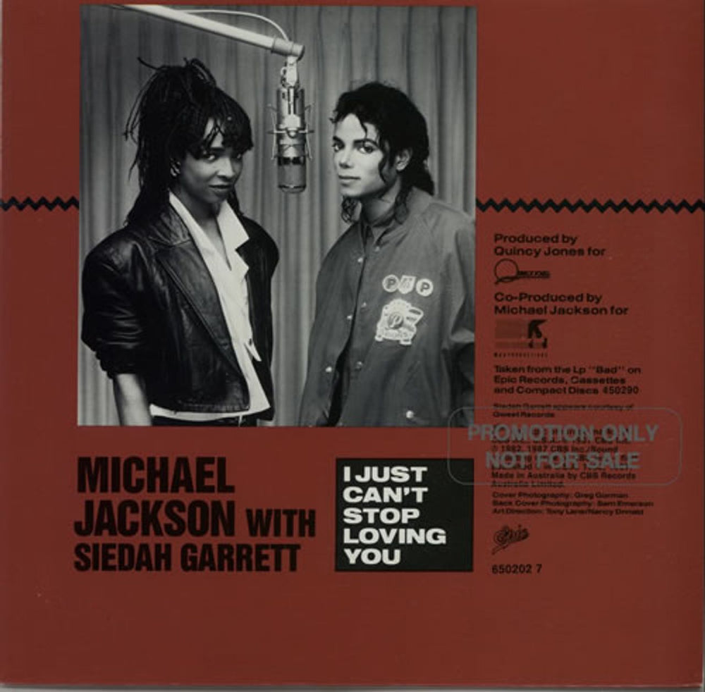 Michael Jackson I Just Can't Stop Loving You Australian Promo 7" vinyl single (7 inch record / 45) M-J07IJ59264