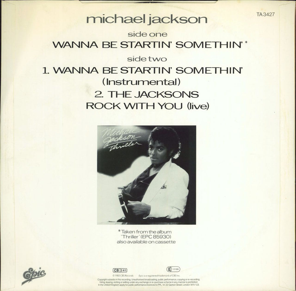 Michael Jackson Wanna Be Startin' Something UK 12" vinyl single (12 inch record / Maxi-single)