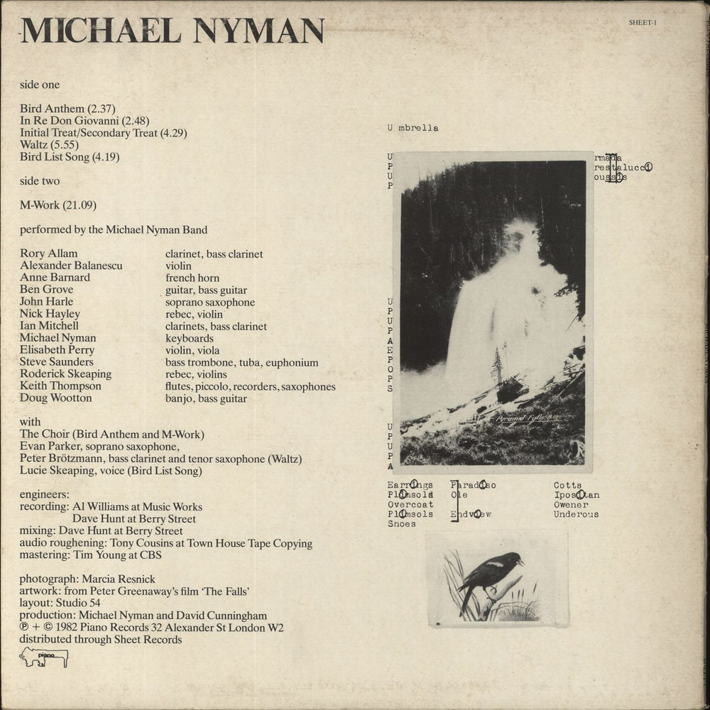 Michael Nyman Untitled - Stickered Sleeve UK vinyl LP album (LP record)