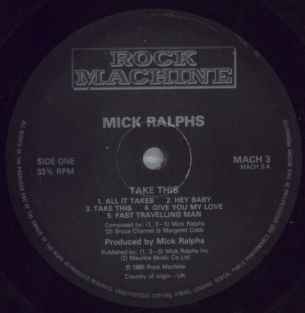 Mick Ralphs Take This! UK vinyl LP album (LP record) 40CLPTA823596