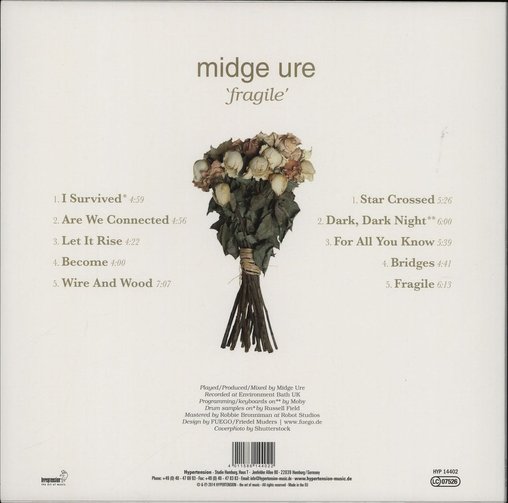 Midge Ure Fragile + Art Print UK vinyl LP album (LP record) 4011586144022