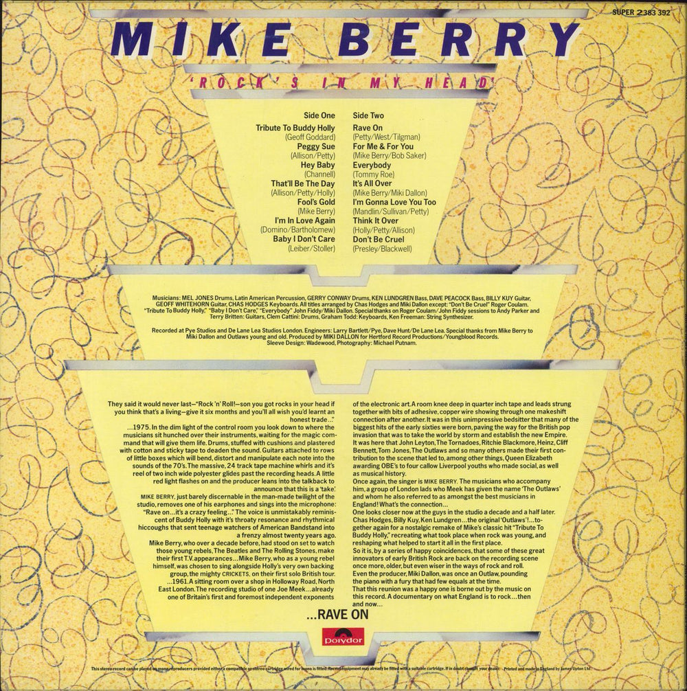 Mike Berry Rock's In My Head UK vinyl LP album (LP record)