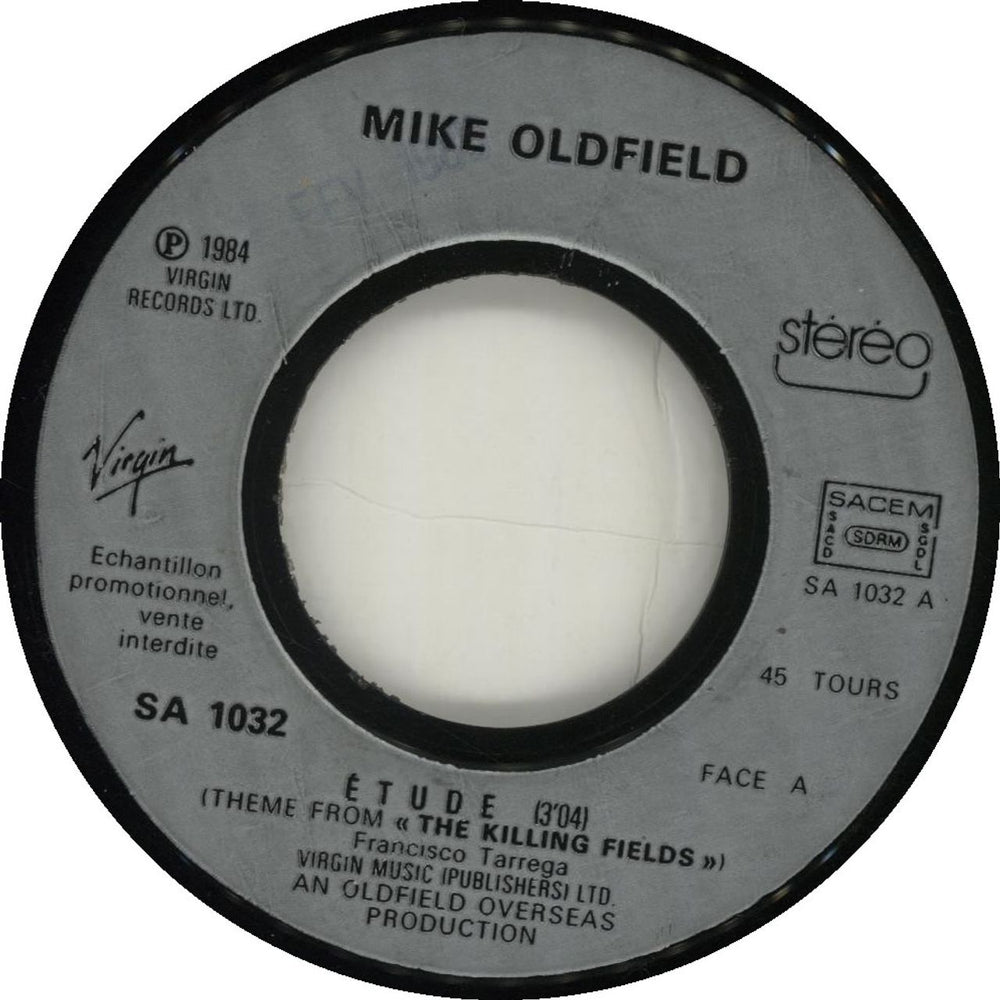 Mike Oldfield Etude French Promo 7" vinyl single (7 inch record / 45)