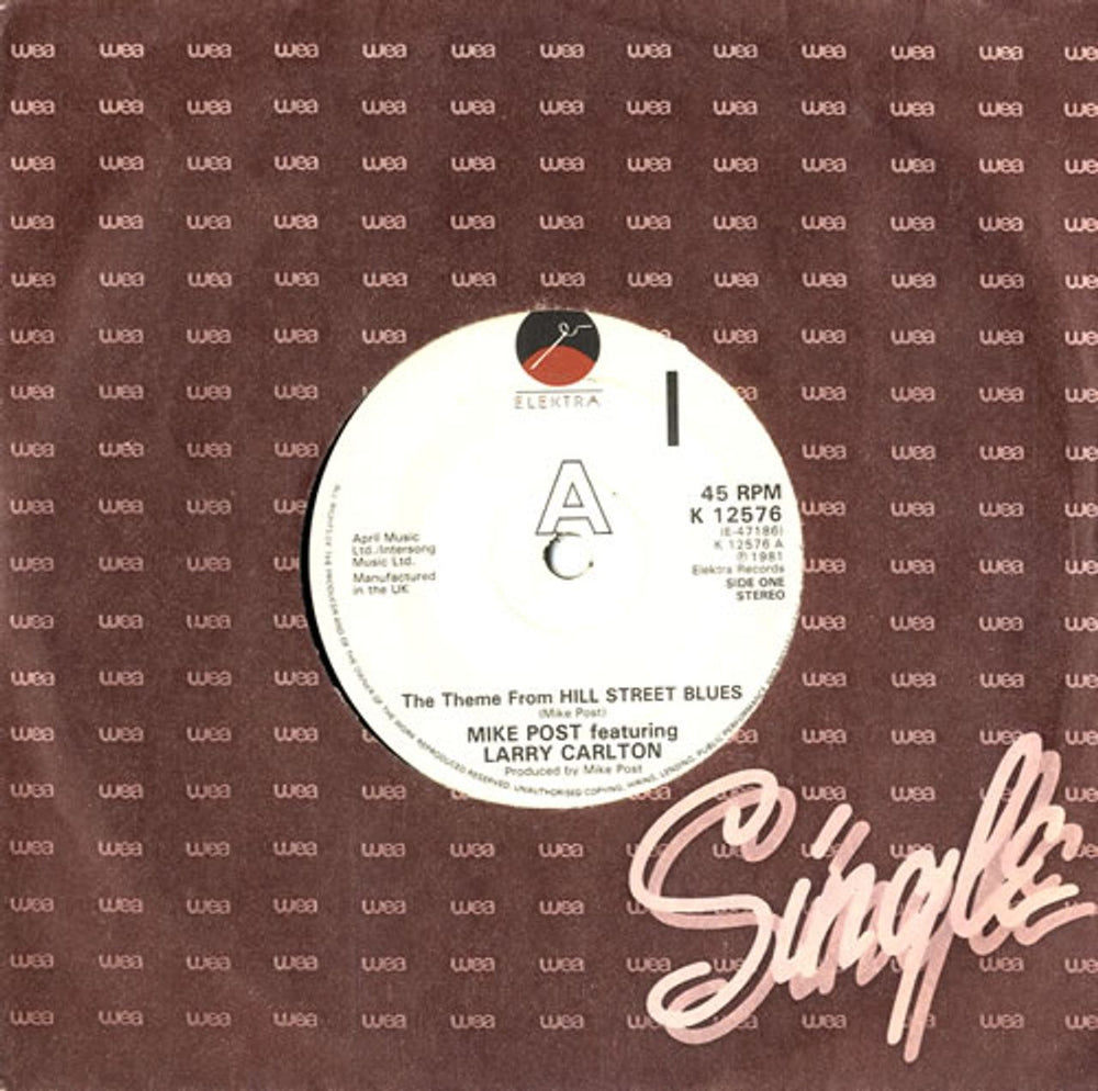 Mike Post The Theme From Hill Street Blues - White UK 7" vinyl single (7 inch record / 45) K12576