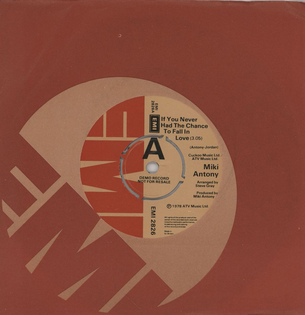 Miki Anthony If You Never Had The Chance To Fall In Love - A Label UK Promo 7" vinyl single (7 inch record / 45) EMI2826