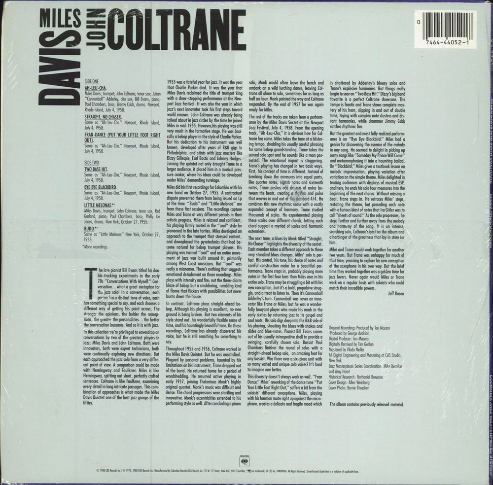 Miles Davis Miles & Coltrane - Sealed + 180g US vinyl LP album (LP record) 074644405210