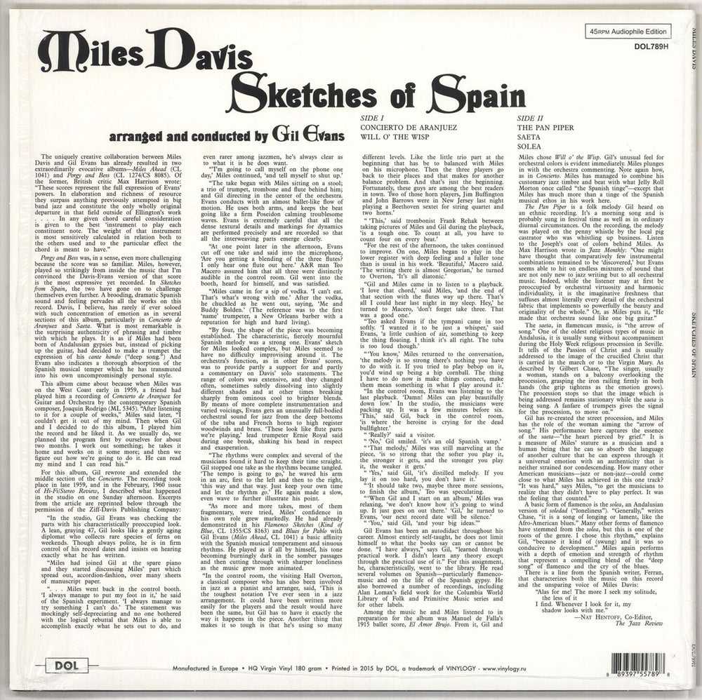 Miles Davis Sketches Of Spain - 180gram Vinyl UK vinyl LP album (LP record) 889397557898