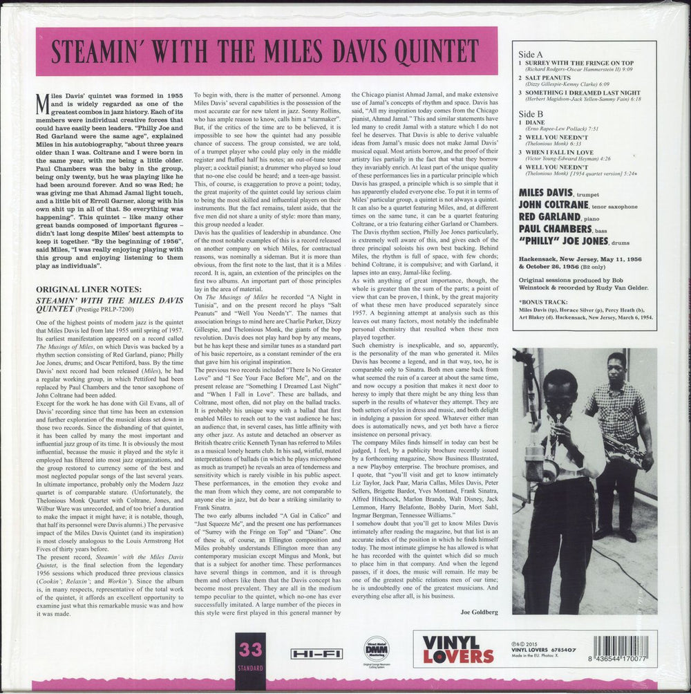 Miles Davis Steamin' With The Miles Davis Quintet - 180gm UK vinyl LP album (LP record)