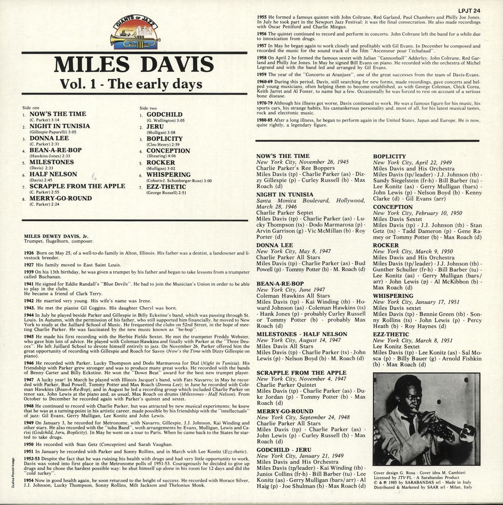 Miles Davis The Early Days - Volume 1 Italian vinyl LP album (LP record)