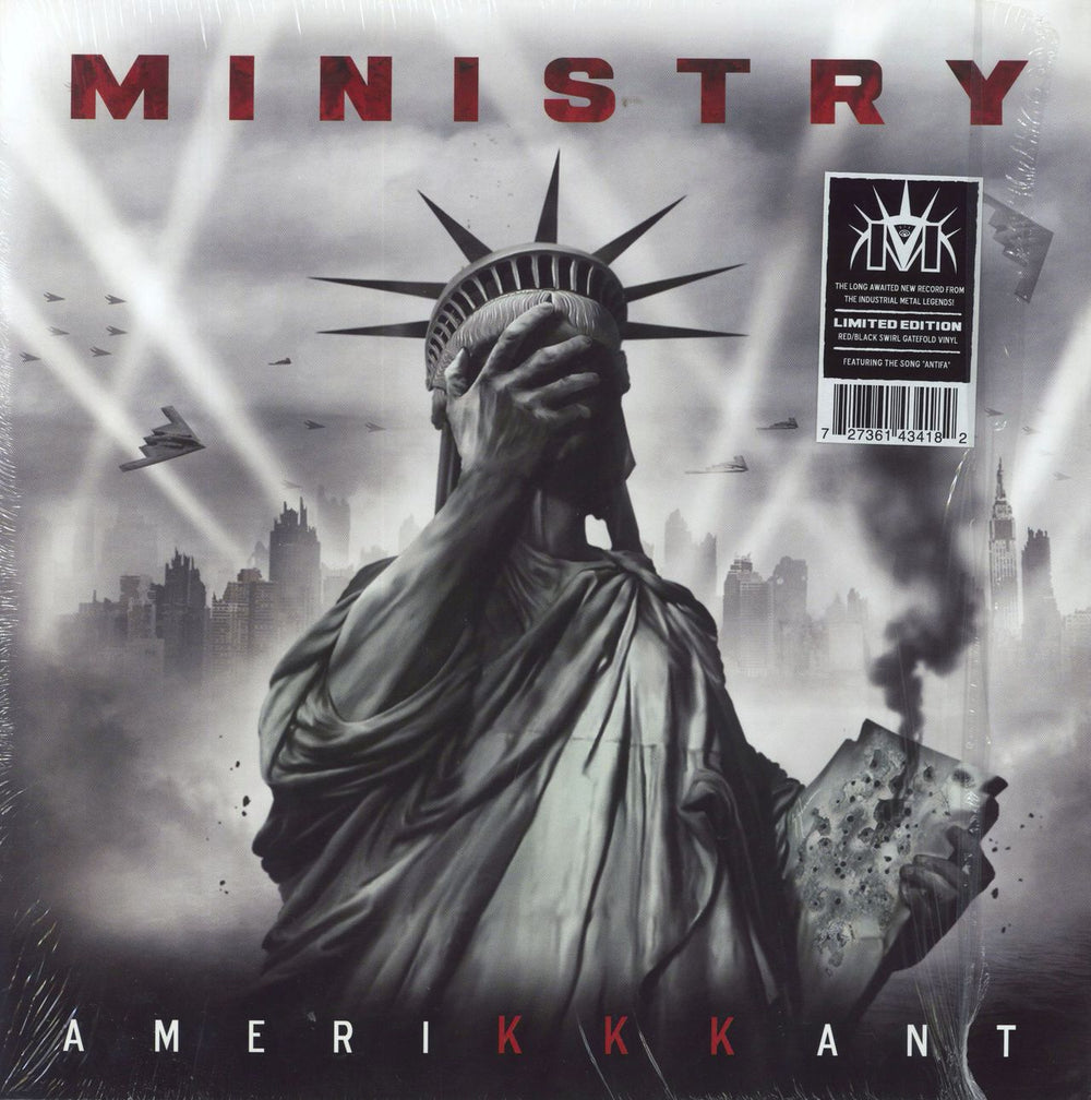 Ministry Amerikkkant - Red and Black Swirl Vinyl US vinyl LP album (LP record) NB 4275-1