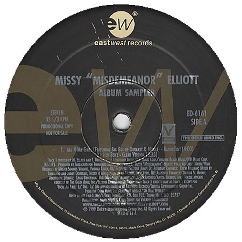 Missy Misdemeanor Elliott Album Sampler US Promo 12" vinyl single (12 inch record / Maxi-single) ED-6161