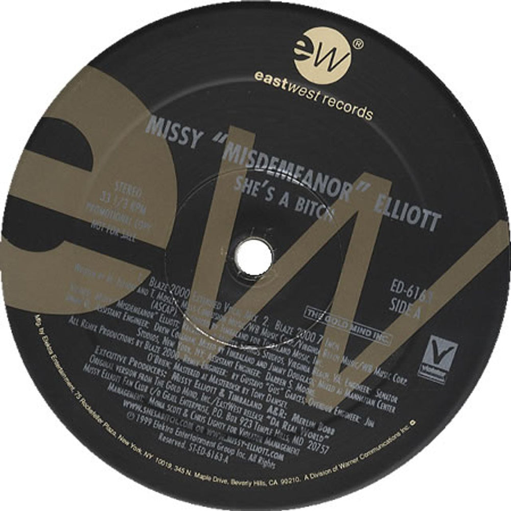 Missy Misdemeanor Elliott She's A Bitch - Blaze 2000 Mixes US Promo 12" vinyl single (12 inch record / Maxi-single) ED-6163