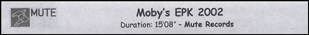 Moby EPK 2002 UK Promo video (VHS or PAL or NTSC) PROMO VIDEO