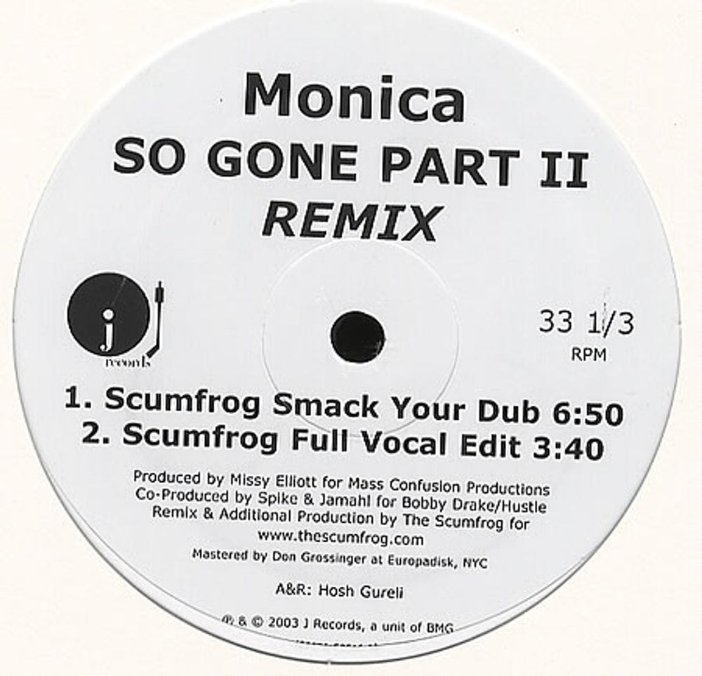 Monica So Gone Part II Remix US Promo 12" vinyl single (12 inch record / Maxi-single) 82876-52516-1