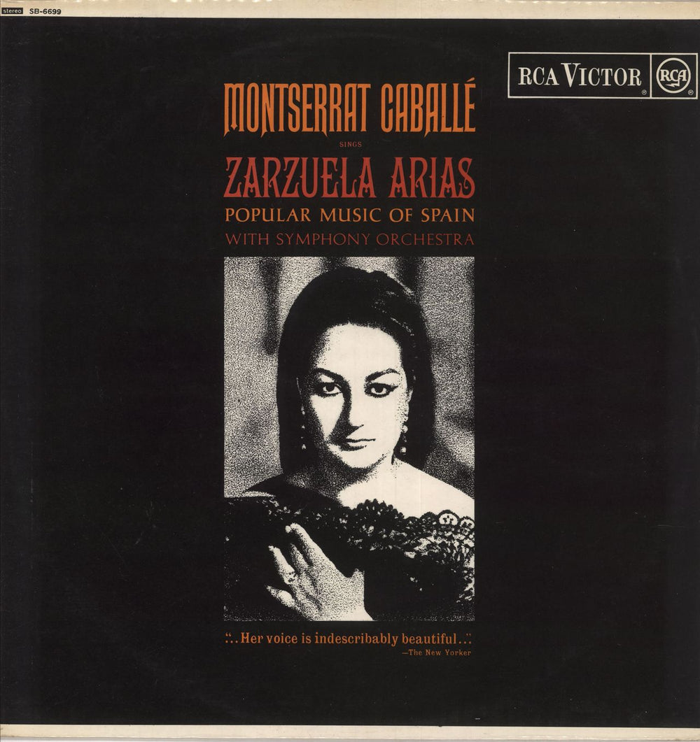 Montserrat Caballe Zarzuela Arias (Popular Music Of Spain) UK vinyl LP album (LP record) SB-6699