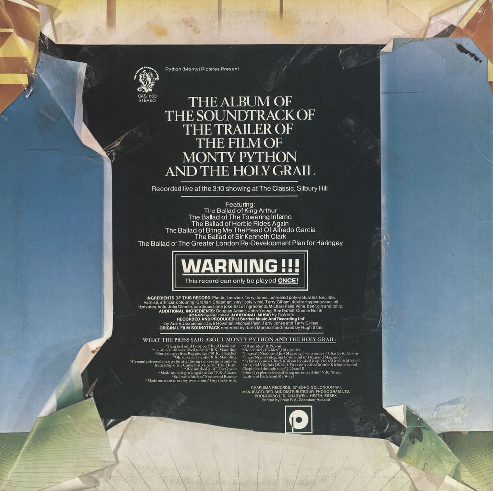 Monty Python The Album Of The Soundtrack Of The Trailer Of + £2 Inner UK vinyl LP album (LP record)