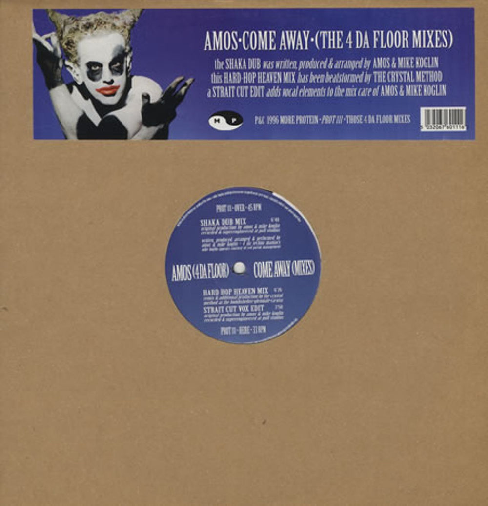 More Protein Come Away - The 4 Da Floor Mixes UK 12" vinyl single (12 inch record / Maxi-single) PROT111