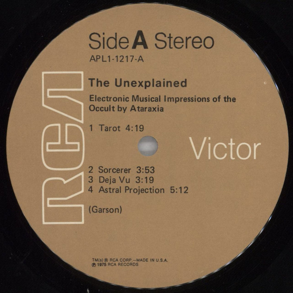 Mort Garson Ataraxia - The Unexplained (Electronic Musical Impressions Of The Occult) - 1st US vinyl LP album (LP record) NR5LPAT823943