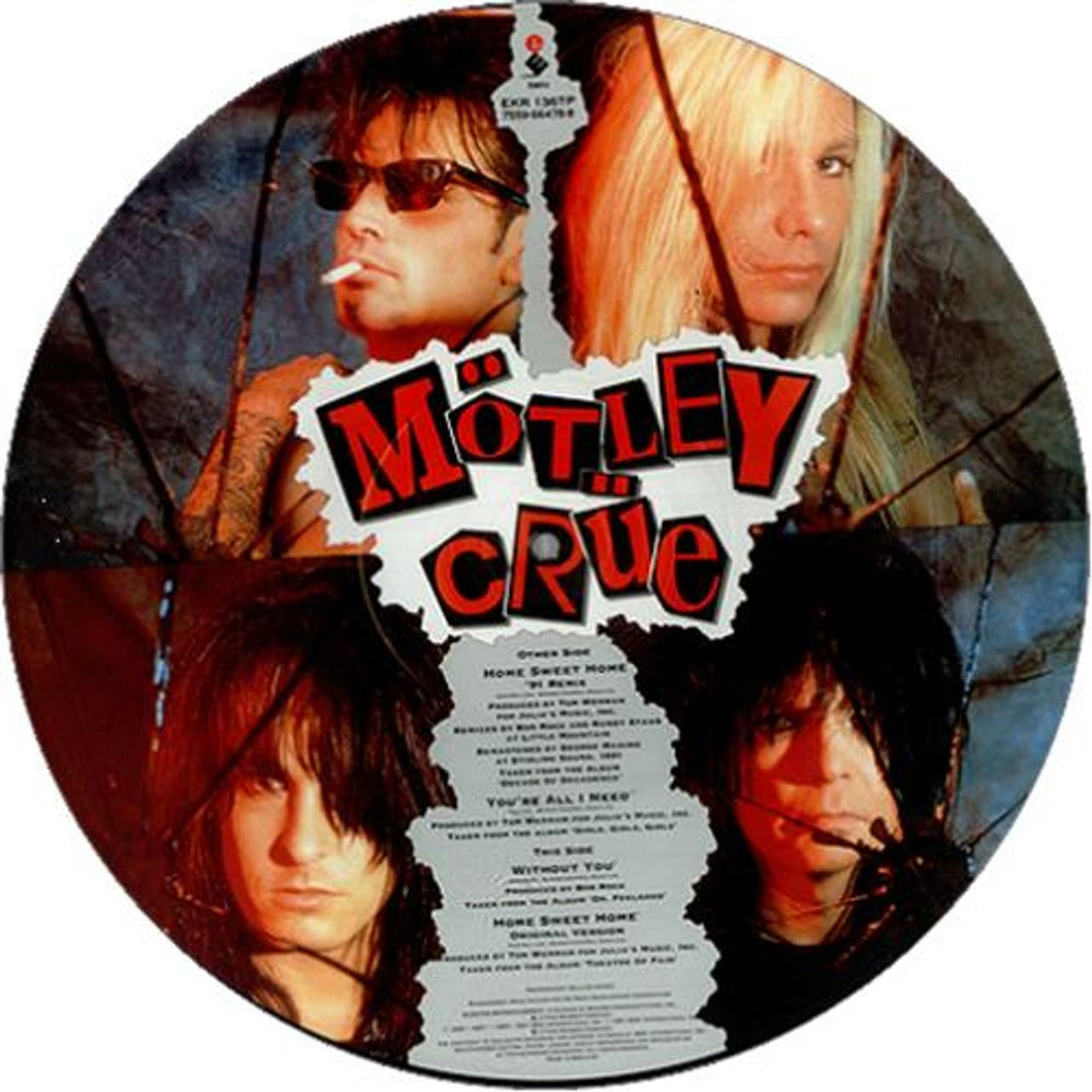 Motley Crue Home Sweet Home + Backing Card UK 12" vinyl picture disc (12 inch picture record) CRU2PHO02009