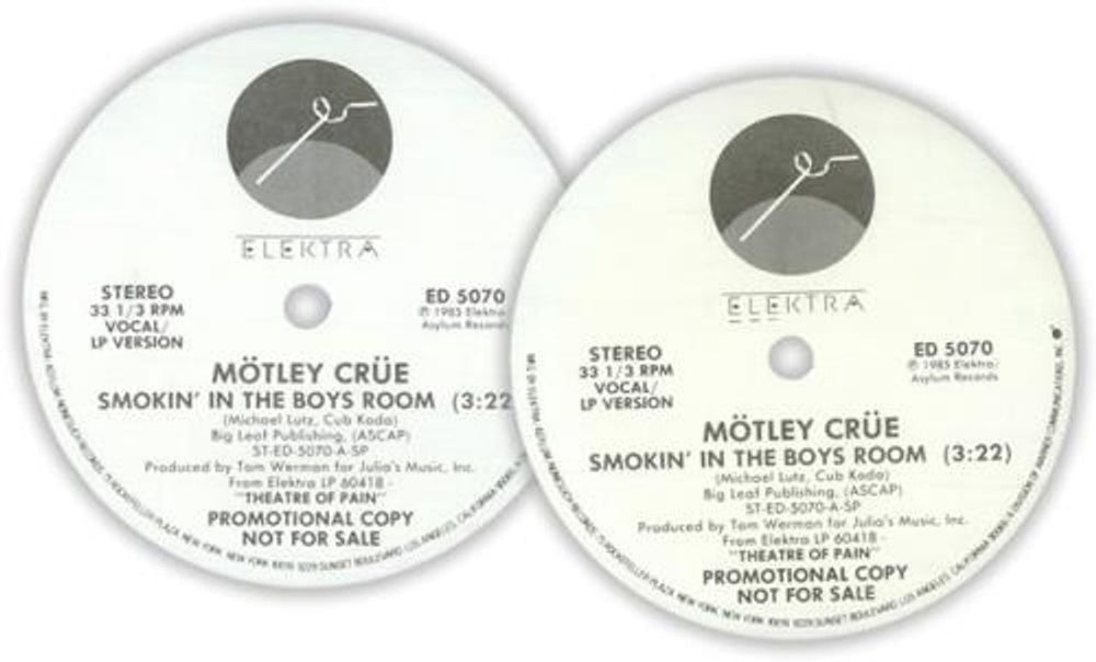 Motley Crue Smokin' In The Boys Room US Promo 12" vinyl single (12 inch record / Maxi-single) ED5070