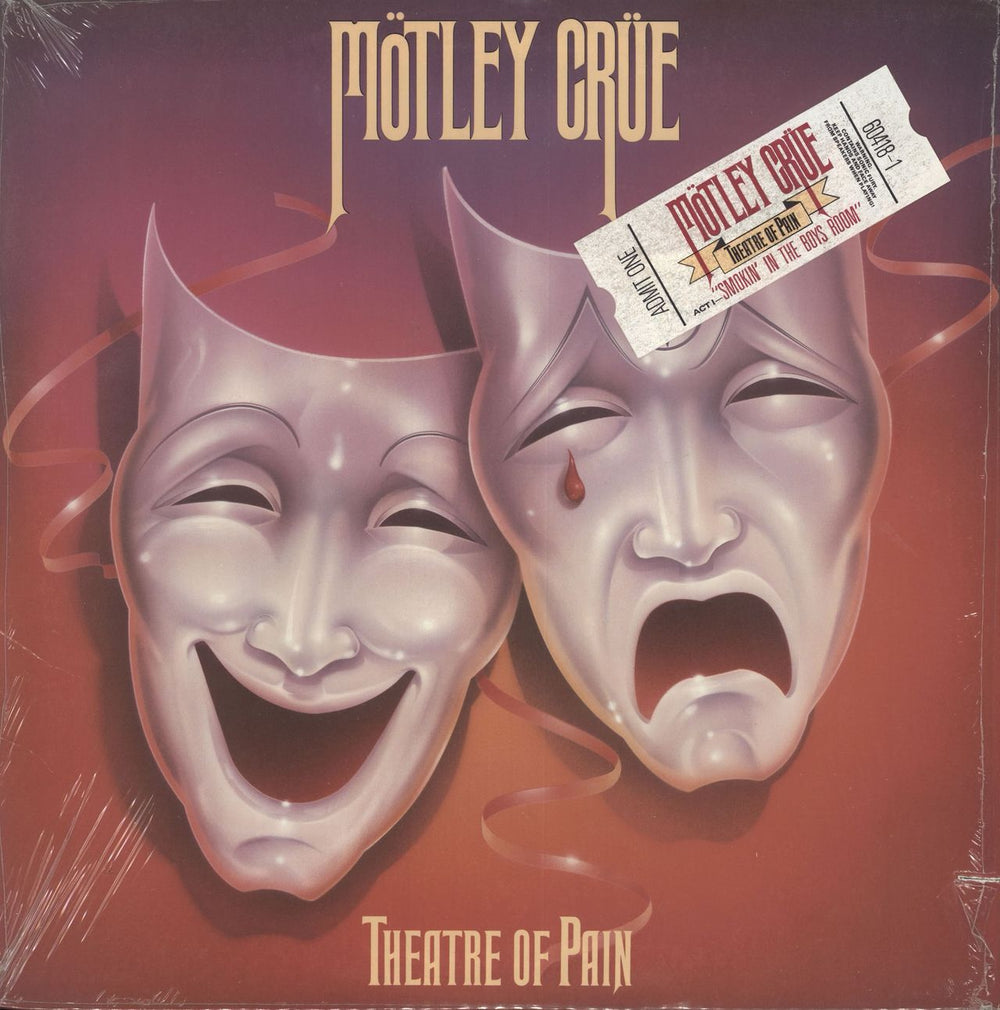 Motley Crue Theatre Of Pain + Stickered Shrink US vinyl LP album (LP record) 60418-1E