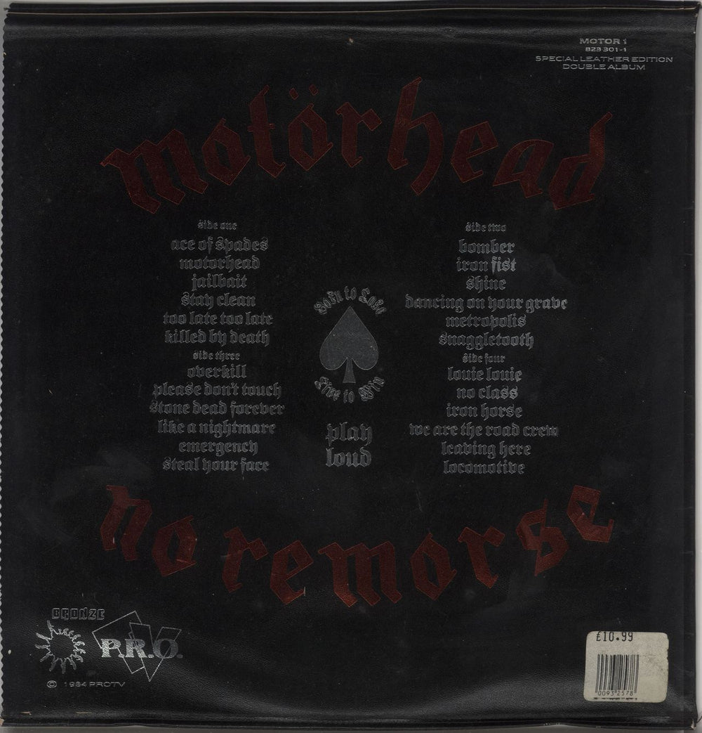 Motorhead No Remorse - Leather Sleeve - EX UK 2-LP vinyl record set (Double LP Album)