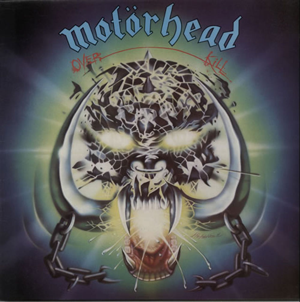 Motorhead Overkill - Green - EX UK vinyl LP album (LP record) BRON515