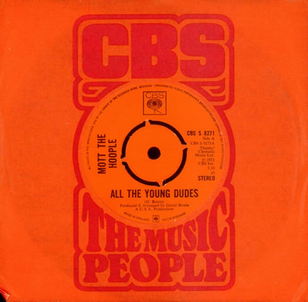 Mott The Hoople All The Young Dudes - 4pr UK 7" vinyl single (7 inch record / 45) CBSS8271