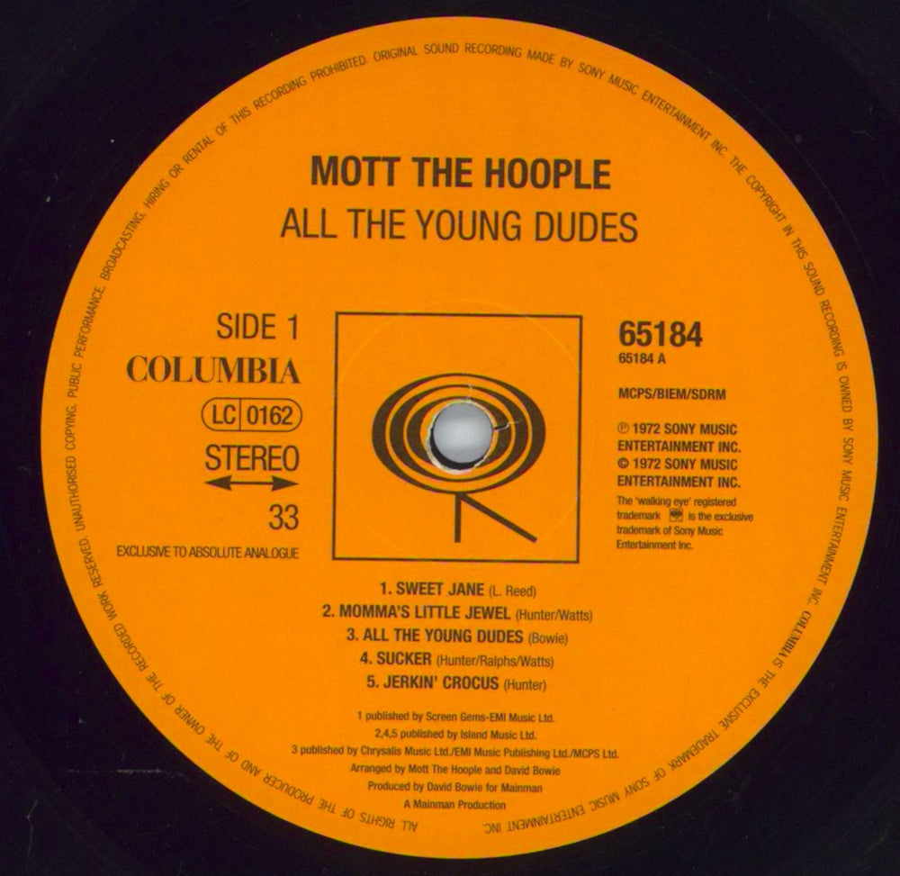 Mott The Hoople All The Young Dudes UK vinyl LP album (LP record) MHOLPAL805071